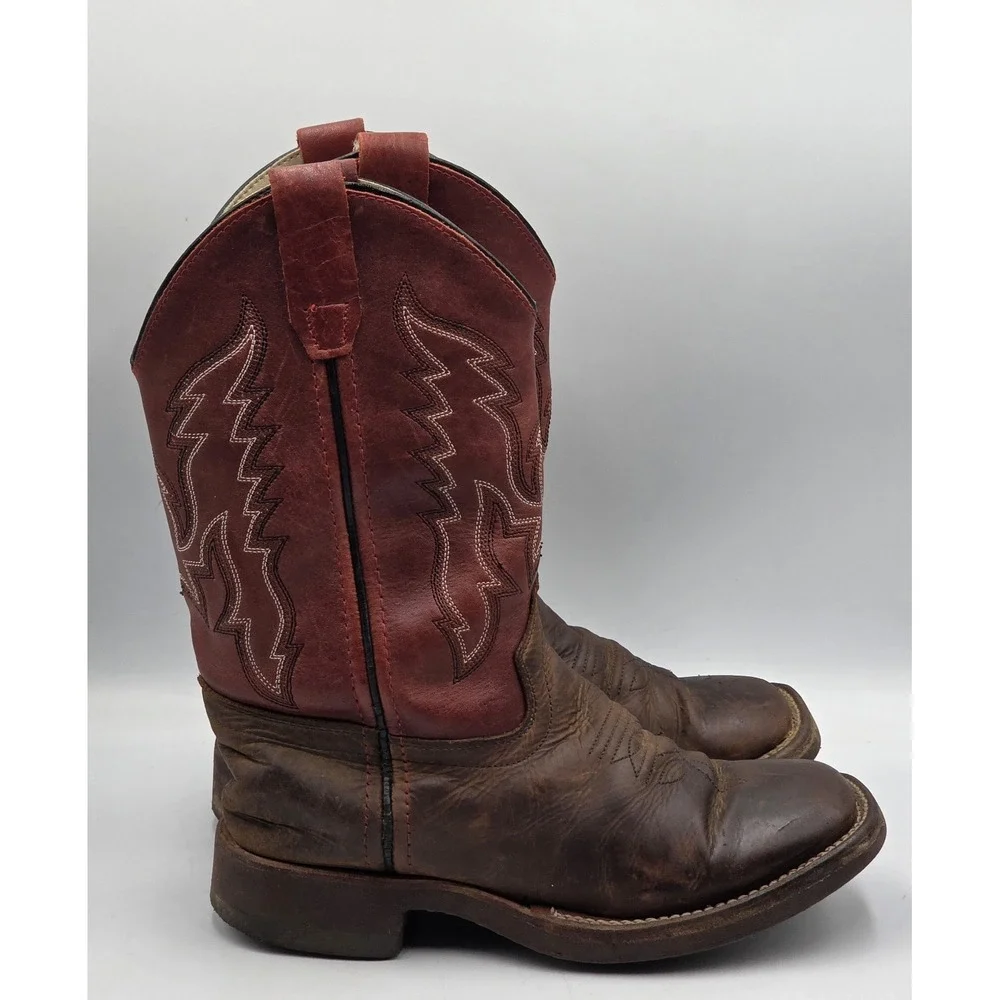 Cody James Boys Broad Square Toe Cowboy Boots Brown Leather Youth Size 2 D